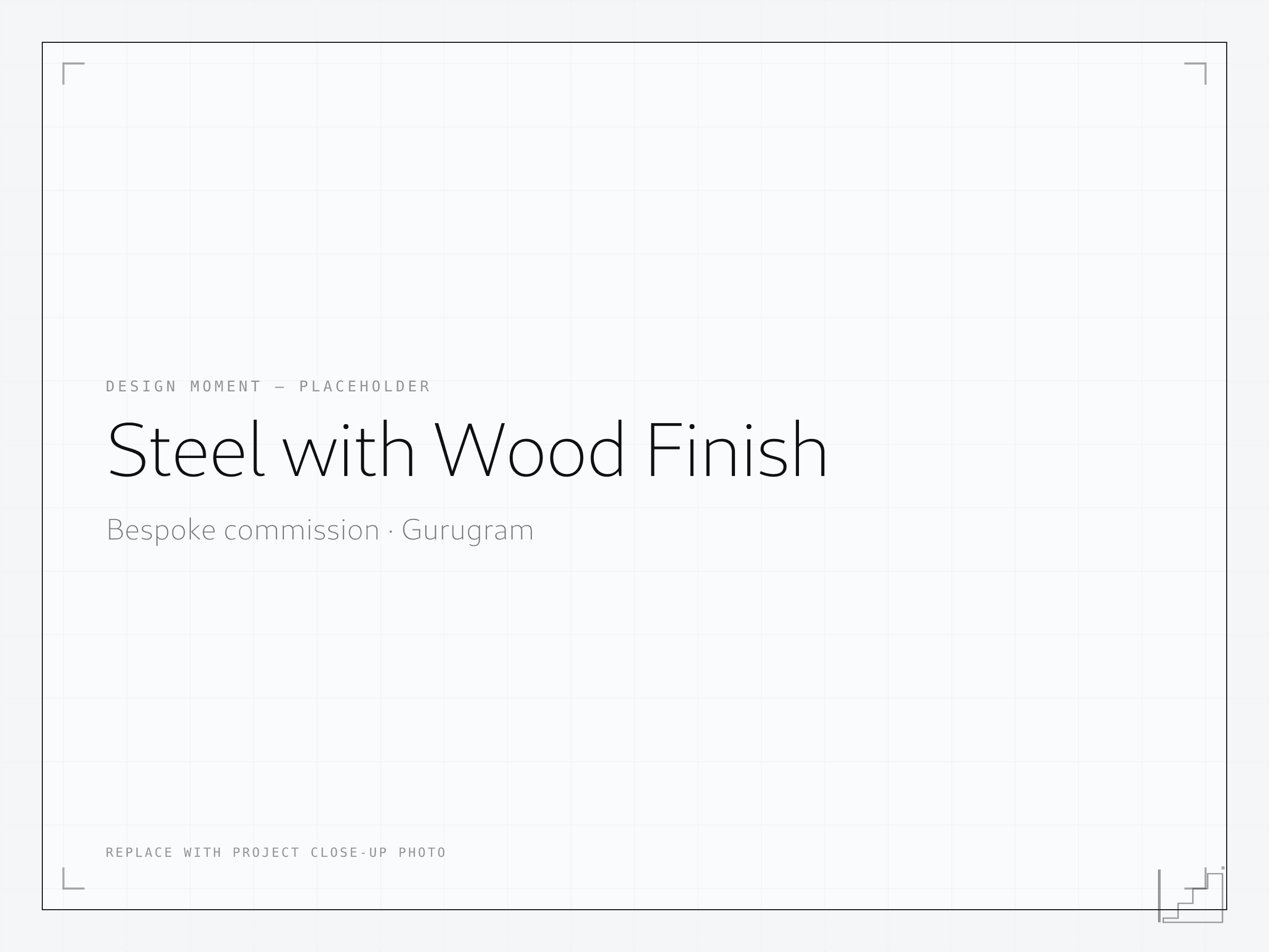 Placeholder for steel structural element finished with a hardwood appearance — a bespoke material technique by Artemetic